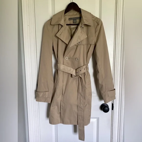 Kenneth Cole trench coat, khaki, small - Picture 1 of 10